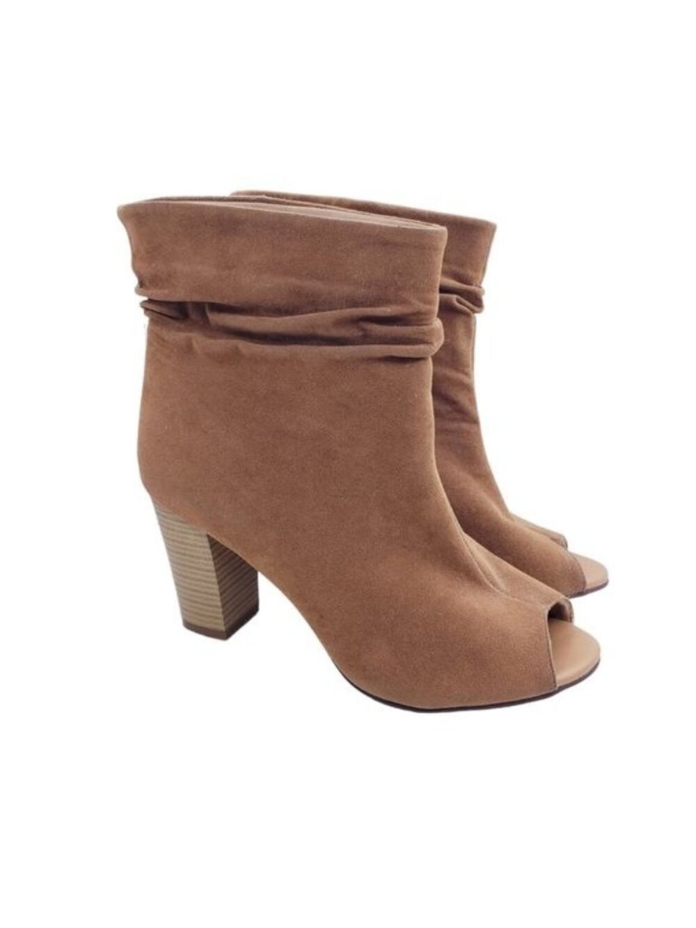 Olivia Miller Glendale Faux Slouchy Peep Toe Heels Ankle Booties Women's Size 8
